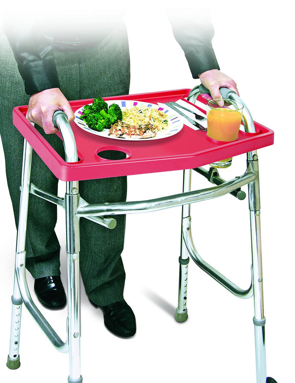 Walker Tray w/o Grip Mat Red
