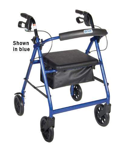 Rollator 4-Wheel with Pouch & Padded Seat Silver - Drive