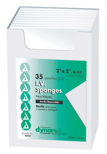 Gauze Non-Woven Sponge I.V. 2 x2  6ply  (35-2's per tray)