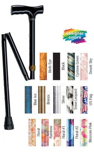 Folding Cane Pistol Grip  Adj. Black  32  - 37
