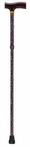Folding Cane Pistol Grip  Adj. Black Floral  33  - 37
