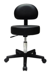 Pneumatic Doctors Stool Black W/Back Rest W/O Foot Ring