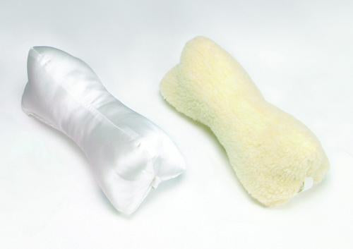 Bone Neck Rest Pillow w/ White Satin Cover