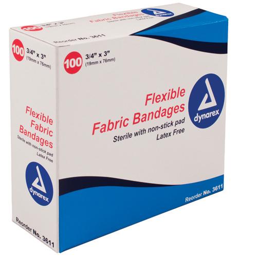 Adhesive Bandages  Flex Fabric Fingertip   1-3/4 x2  Box 100