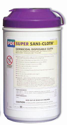 Sanicloth 'Super' Wipes XL 8  x 14  Tub/ 65