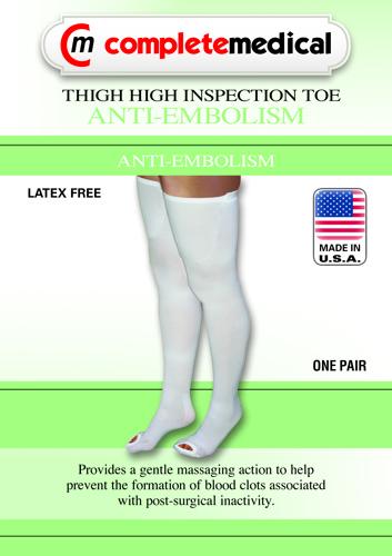 Anti-Embolism Stockings Lg/Reg 15-20mmHg Thigh Hi  Insp. Toe